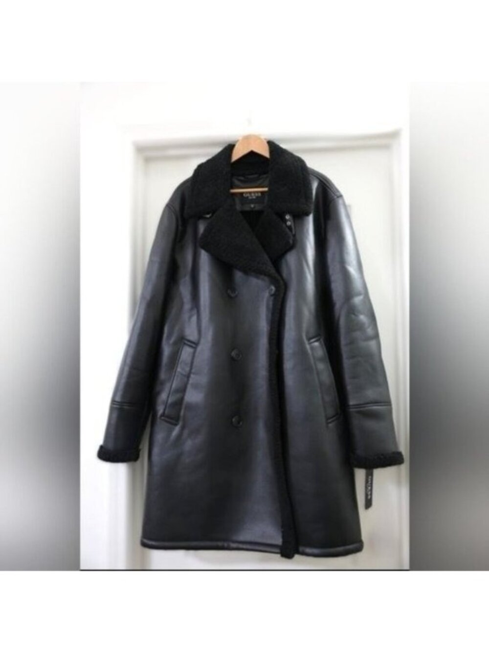 Guess men's trench coat faux fur black size XXL MSRP $350.